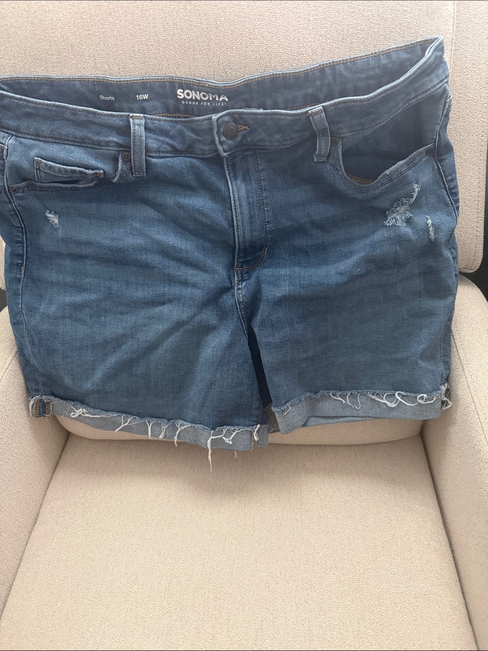 Sonoma Women's Blue Distressed Denim Jean Shorts